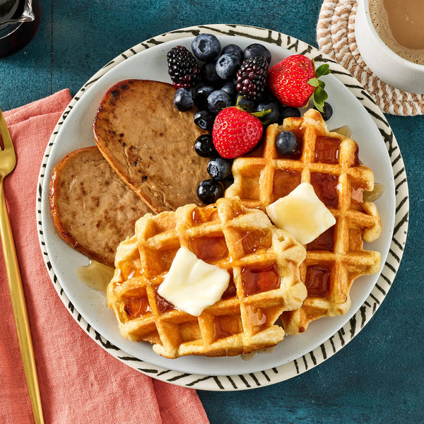 Maple Breakfast Patties with Waffles & Berries