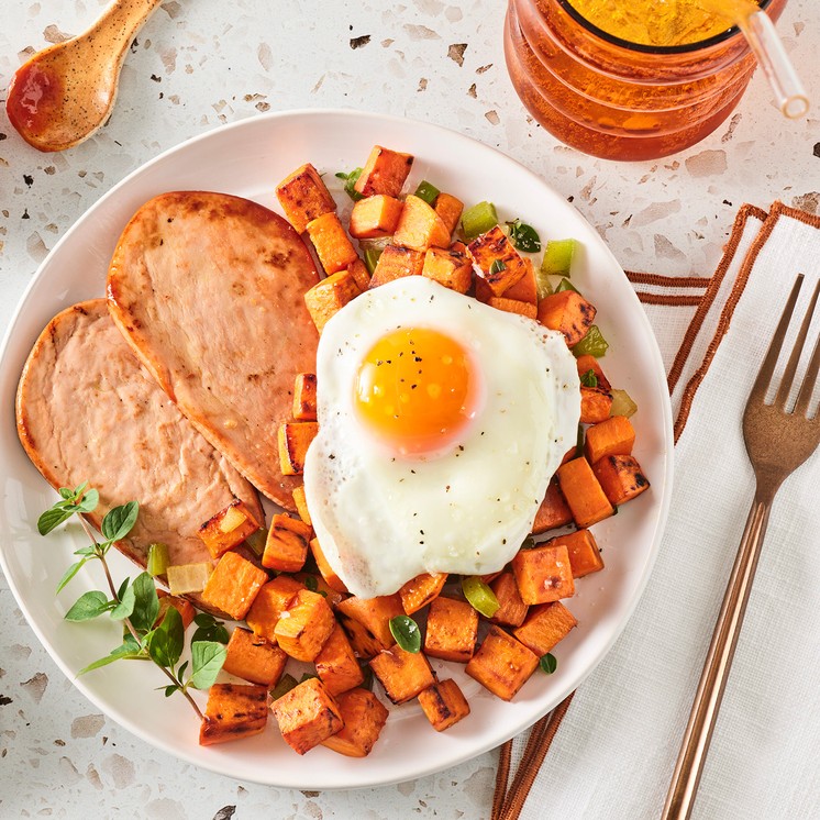Breakfast Patty Sweet Potato Hash & Fried Egg