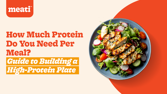 High-protein plate with Meati, vegetables, quinoa, and avocado