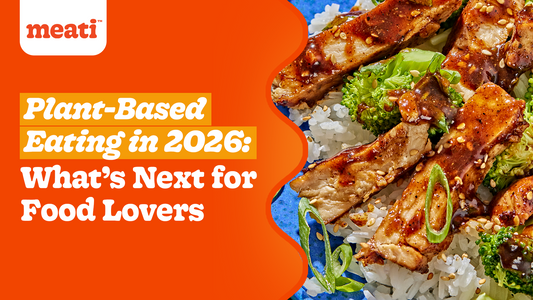 Meati's plant-based classic cutlet with white rice on a platter