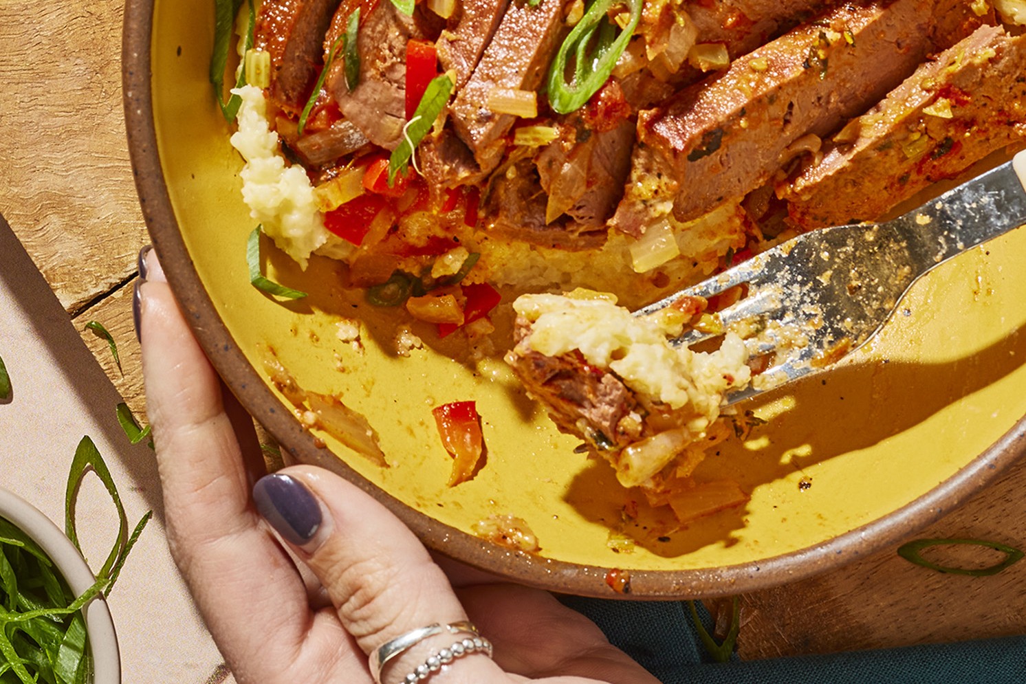 Meati™ Classic Steak Grillades and Two-Cheese Grits recipe
